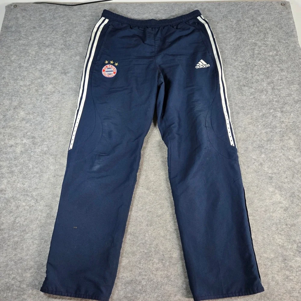 VTG Adidas Mens Navy FC Bayern Munich Soccer Training Track Wide Leg Pants XL